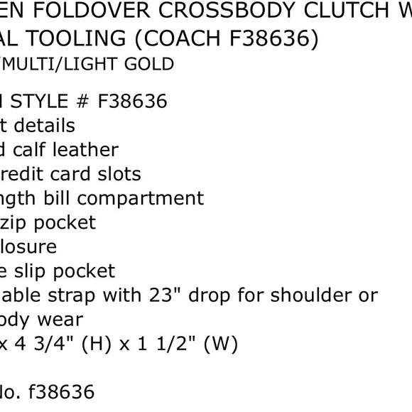 Coach F38636 Hayden Foldover Black Floral Tooling crossbody/clutch - Picture 8 of 8